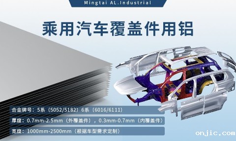 乘用汽车覆盖件用铝5系(5052/5182)6系(6016/6111)铝合金 轻量化、高强度、高成型性